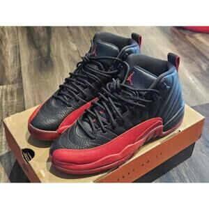 Air Jordan 12 Retro BG Size 5.5Y 153265 002 Black/ Varsity Red With Original Box